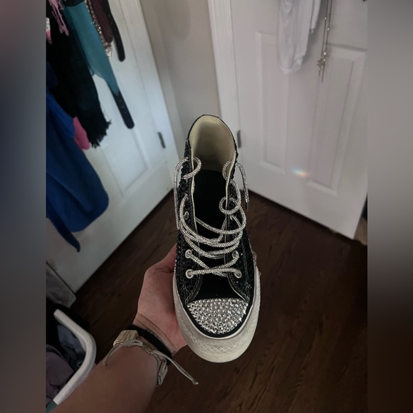 Custom bling! Gently used high top Converses! - Picture 4 of 4